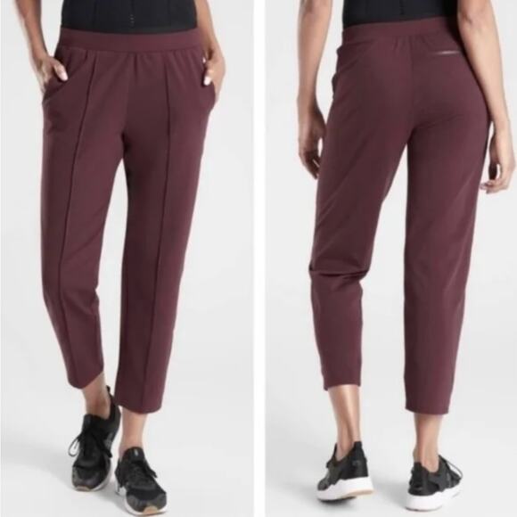 Athleta Pants - ATHLETA Women's Venice Pintuck Pant Tapered Pull-On Burgundy XS EUC